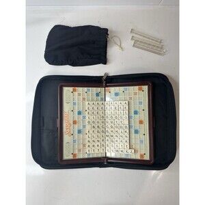 Vintage Scrabble Travel Set Folio Edition Soft Zipper Case Hasbro 40387
